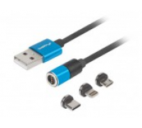 77) 1 USB-Magnet MicroB,  USB-C, Lightning  alla 3 i ett